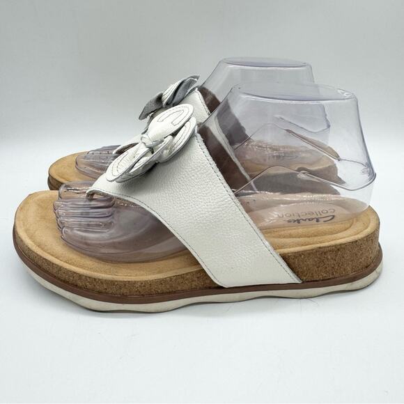 Clarks Womens Brynn Leather Platform Flat Comfort Sandals White Size 8.5 Minimal - Picture 7 of 11
